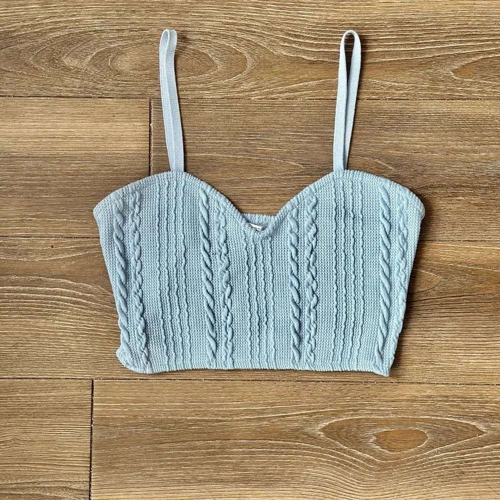 Baby Blue Zara Spaghetti Strap Crop Top - Picture 2 of 5